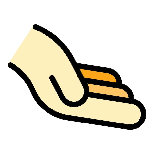 Icono de la palma de la mano Contorno Icono vectorial de la palmera del gesto de la mano Color plano aislado