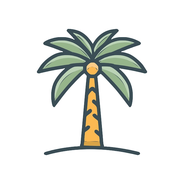 Icono de palmera Ilustración vectorial plana Isolada sobre un fondo blanco