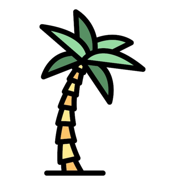 Icono de la palmera de playa Contorno del icono vectorial de la palma de playa Color plano aislado