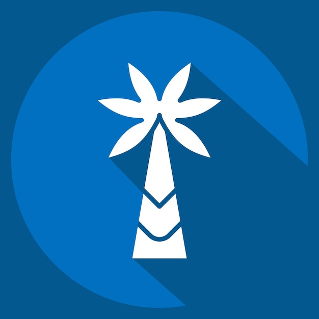 Icono de la palmera relacionada con el símbolo de Kenia estilo de sombra larga ilustración simple