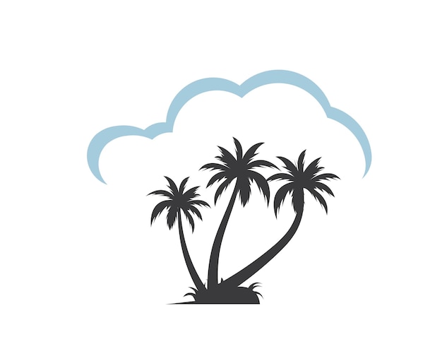 Icono de palmera de verano y diseño de ilustración de vector de logotipo de viaje