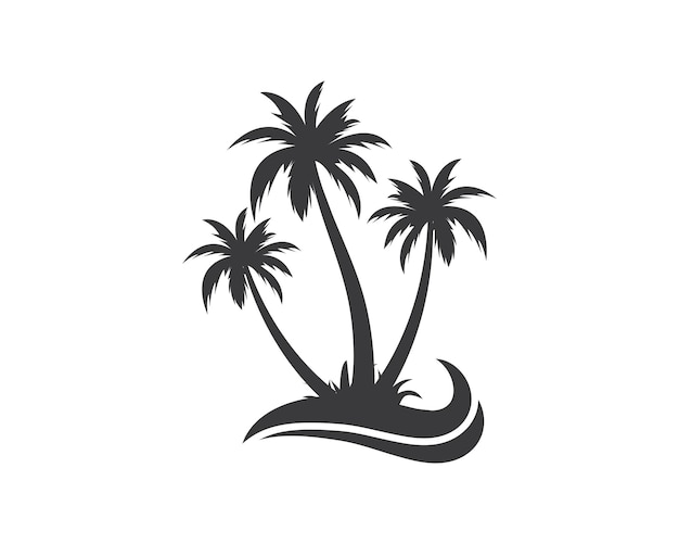 Icono de palmera de verano y diseño de ilustración de vector de logotipo de viaje