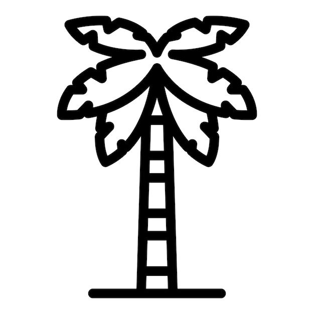 Icono de palmera de verano Icono de vector de palmera de verano de esquema para diseño web aislado sobre fondo blanco