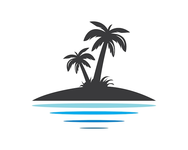 Icono de palmera de verano y viajes logo vector ilustración