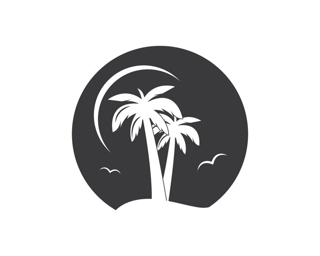 Icono de palmera de verano y viajes logo vector ilustración