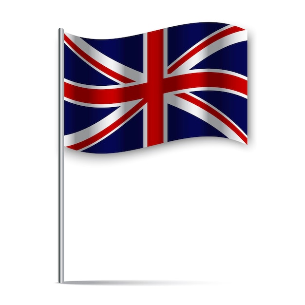 Icono con palo de bandera de Inglaterra sobre fondo blanco Bandera británica Bandera del Reino Unido Ilustración vectorial Imagen de stock
