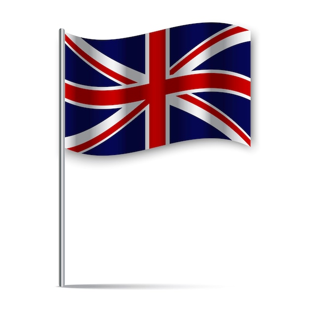 Vector icono con palo de bandera de inglaterra sobre fondo blanco bandera británica bandera del reino unido ilustración vectorial imagen de stock