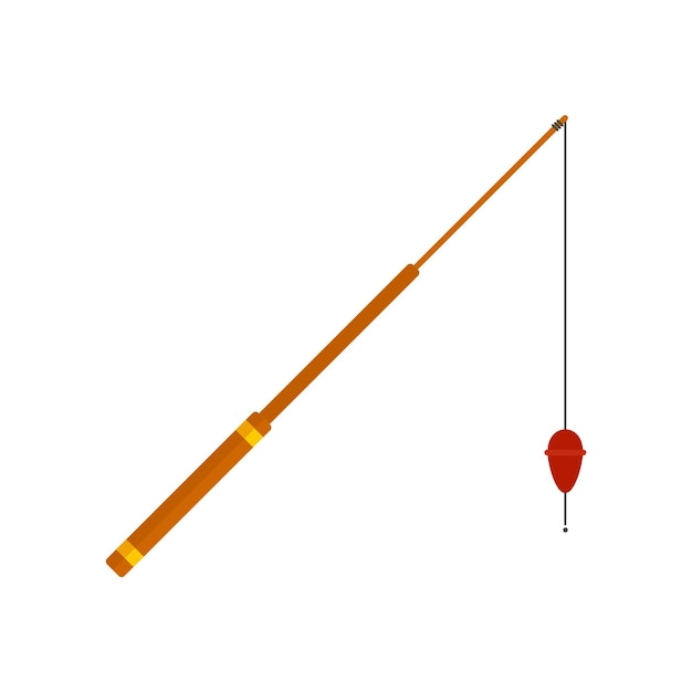 Icono de palo de caña de pescar Ilustración plana del icono de vector de palo de caña de pescar aislado sobre fondo blanco