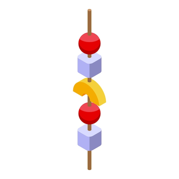 Icono de palo de caramelo de fruta vector isométrico Fuente de chocolate Fondue de cacao