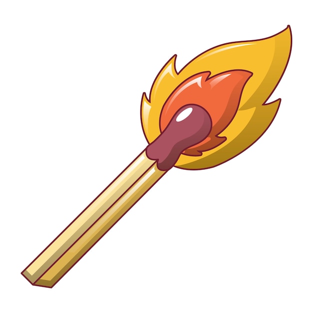 Icono de palo de cerilla ardiente Caricatura de icono de vector de palo de cerilla ardiente para diseño web aislado sobre fondo blanco