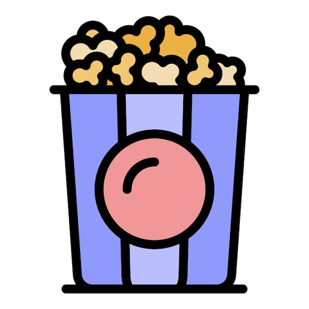 Icono de palomitas de maíz de cartón Icono de vector de palomitas de maíz de cartón de contorno para diseño web aislado en color plano de fondo blanco