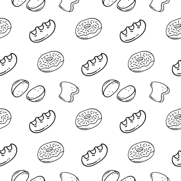 icono de pan patrón sin costuras patrón de panadería dibujado a mano fondo en estilo doodle