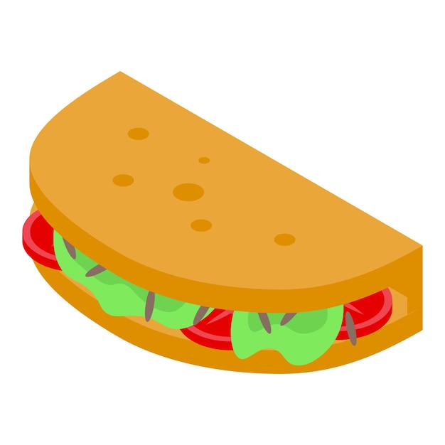 Icono de pan de pita Isométrico de icono de vector de pan de pita para diseño web aislado sobre fondo blanco