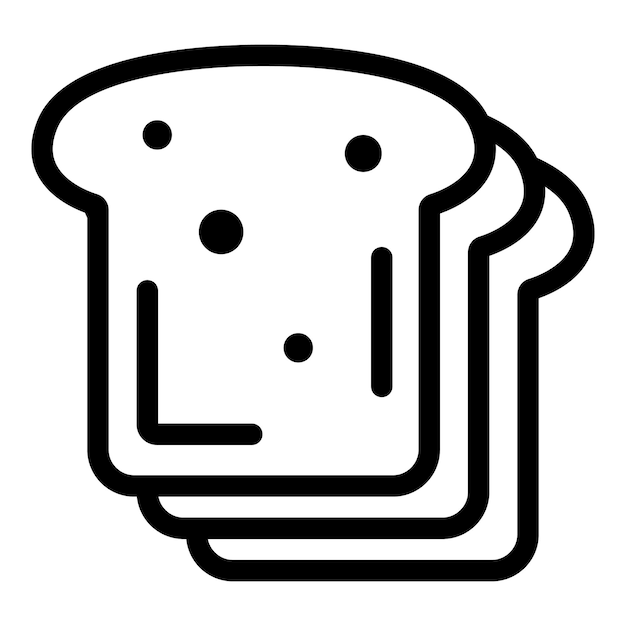 Icono de pan rebanado Icono de vector de pan rebanado de esquema para diseño web aislado sobre fondo blanco