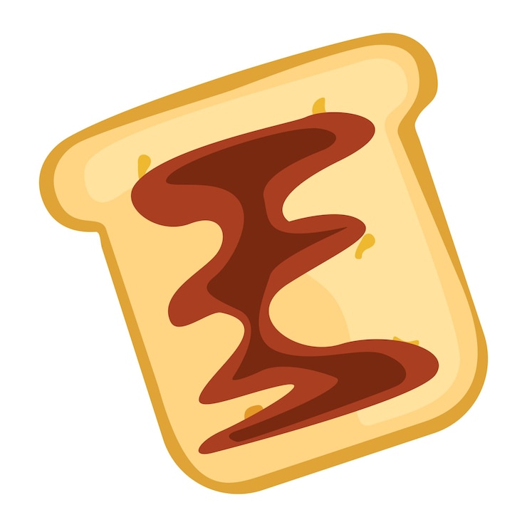 Icono de pan tostado blanco con imagen vectorial de chocolate sándwich de pasta de chocolate aislado en blanco