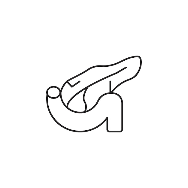 icono del páncreas vector de la línea de arte