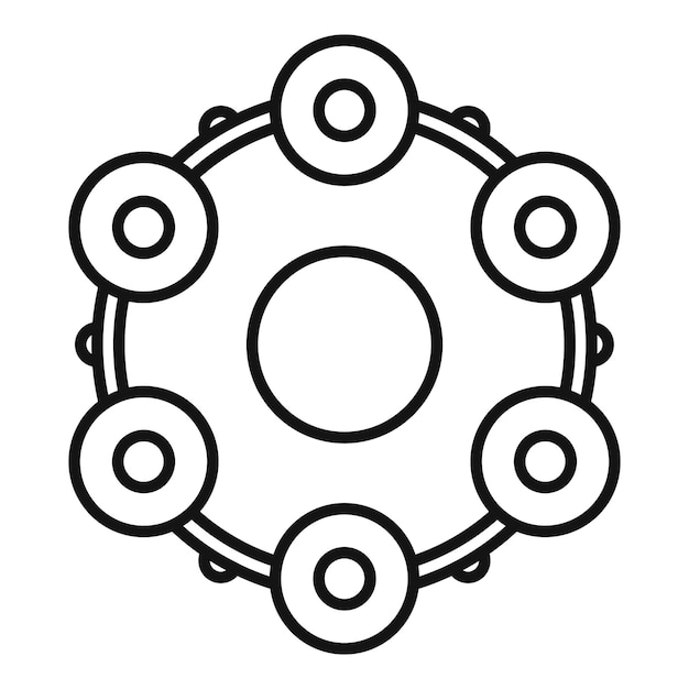 Icono de pandereta de arte vector de contorno Samba drum Juego musical