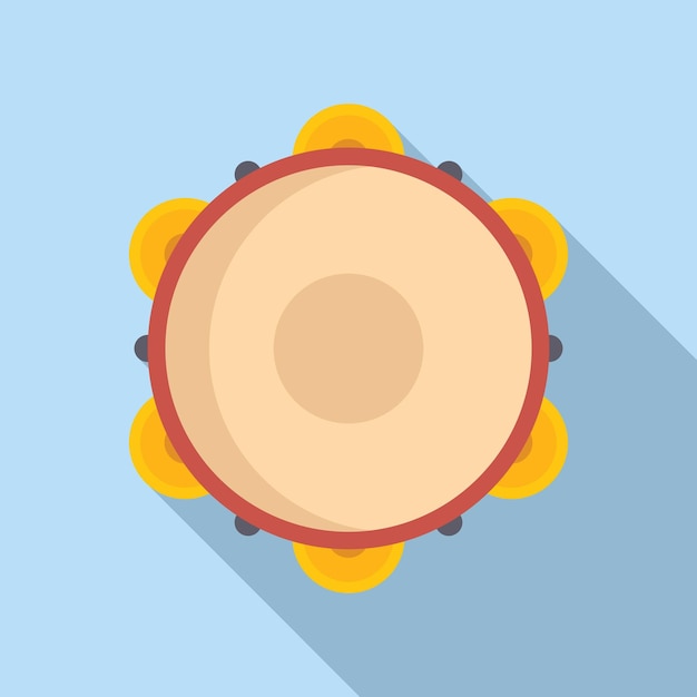 Icono de pandereta de arte vector plano Tambor de samba Juego musical
