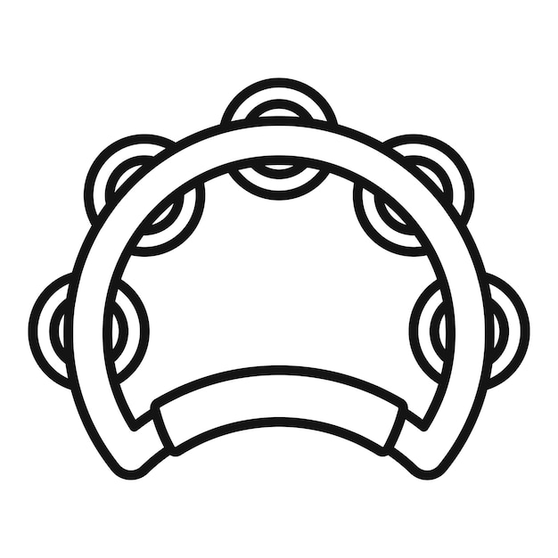 Icono de pandereta de cuero vector de contorno Música tambor Juego musical