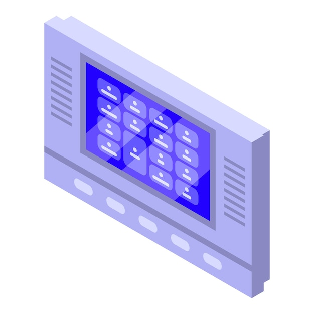 Icono del panel de control de cerradura de puerta Isométrico del icono de vector del panel de control de cerradura de puerta para diseño web aislado sobre fondo blanco