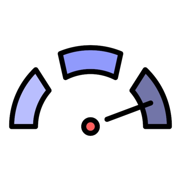 Icono del panel de control vector de contorno rendimiento Kpi color de datos de velocidad plano