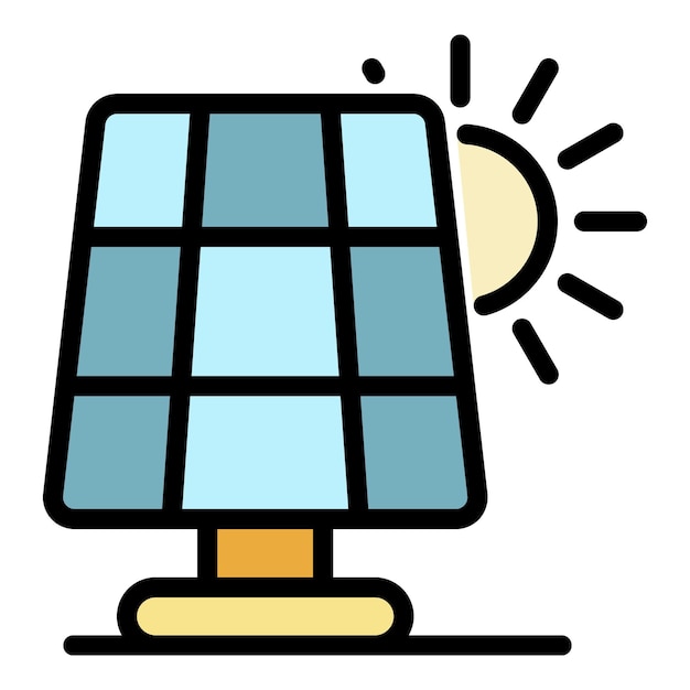 Icono del panel solar Contorno del panel solar vector icono color plano aislado