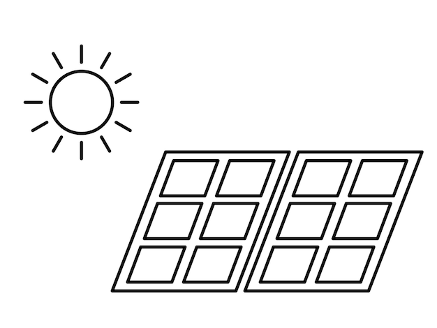 Icono de panel solar Diseño sencillo que representa la energía renovable