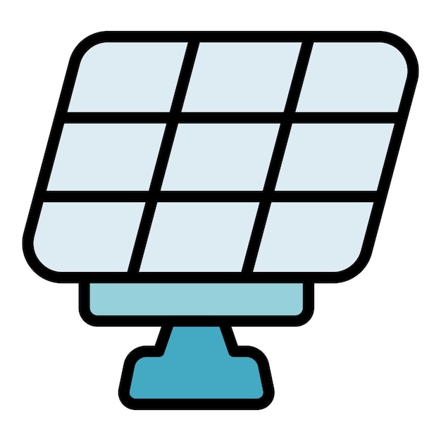 Icono de panel solar vector de contorno Energía solar Energía renovable color plano