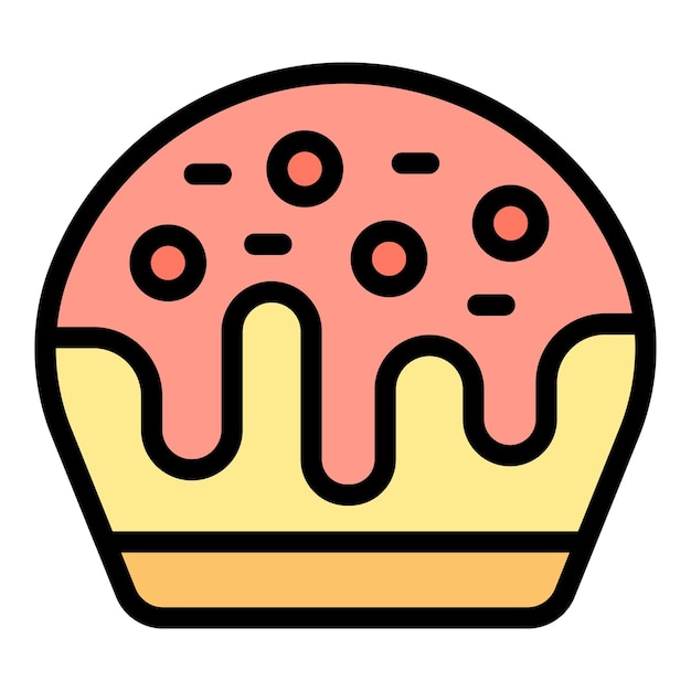 Icono de panettone de primavera vector de contorno pastel pan idea horneada color plano