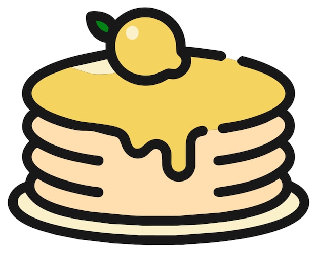 icono de panqueque de limón bonito línea rota