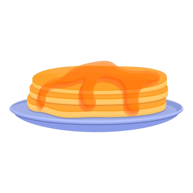 Icono de panqueque de miel de desayuno Caricatura de icono de vector de panqueque de miel de desayuno para diseño web aislado sobre fondo blanco