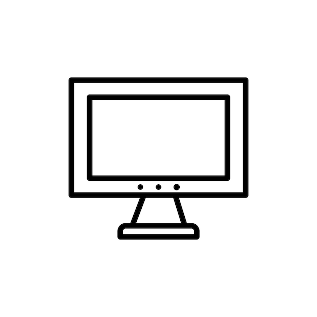 El icono de la pantalla de la computadora es un símbolo vectorial de pantalla de computadora, señal de pantalla de televisión, icono de pantalla de televisor de LED, ícono de línea en color negro, relleno y estilo delineado.