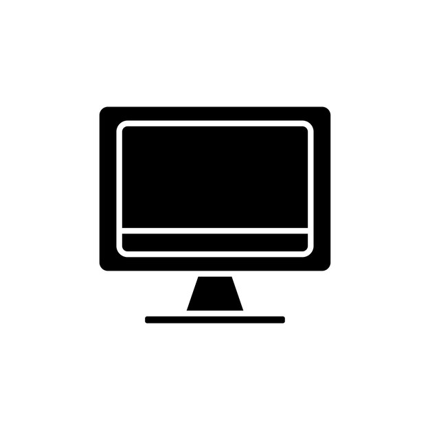 El icono de la pantalla de la computadora es un símbolo vectorial de pantalla de computadora, señal de pantalla de televisión, icono de pantalla de televisor de LED, ícono de línea en color negro, relleno y estilo delineado.