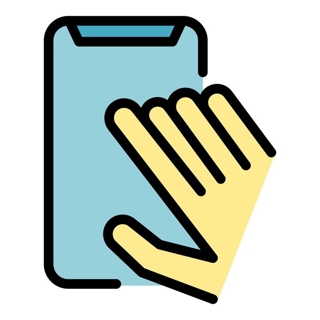 Icono de pantalla de impresión de teléfono inteligente Contorno de pantalla de prensa de teléfono inteligente Icono vectorial de color plano aislado