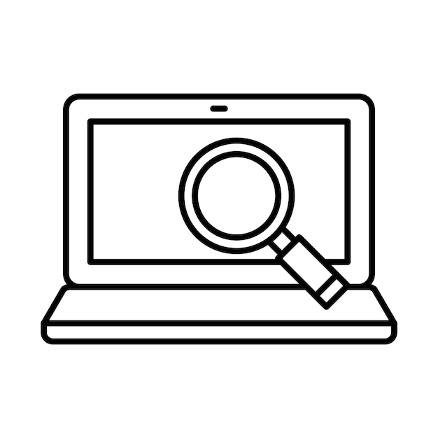 El icono de la pantalla de monitoreo de la computadora portátil muestra el signo de configuración del contorno