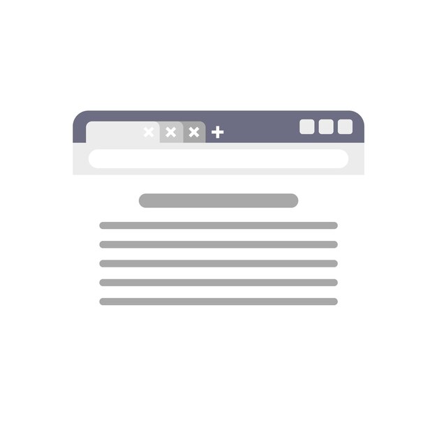 Icono de pantalla del navegador vector plano Internet computadora interfaz de sitio web aislada