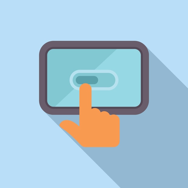 El icono de la pantalla de la tableta digital que se toca con la mano