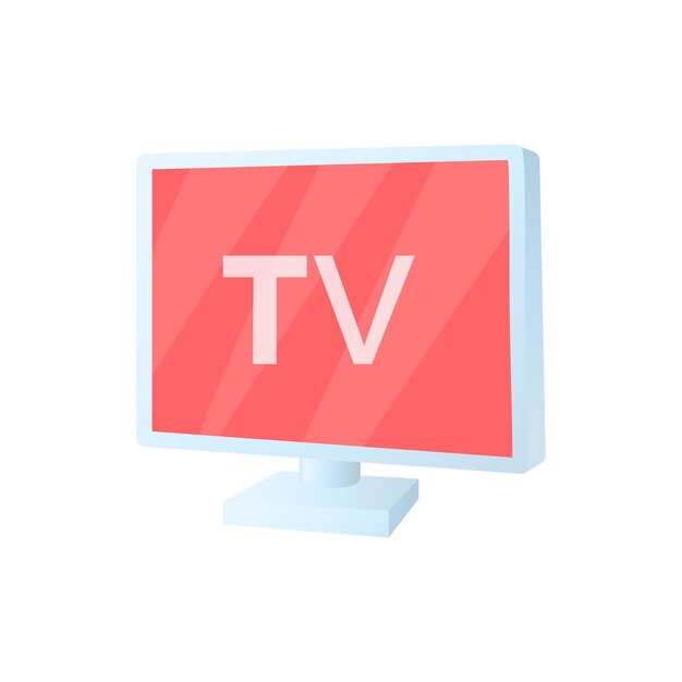 Icono de pantalla de TV en estilo de dibujos animados sobre un fondo blanco