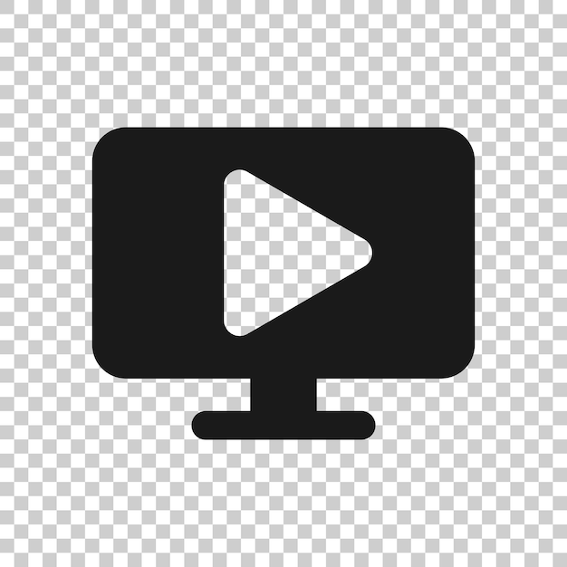 Icono de pantalla de TV en estilo plano Ilustración de vector de vídeo sobre fondo blanco aislado Concepto de negocio de monitor de computadora