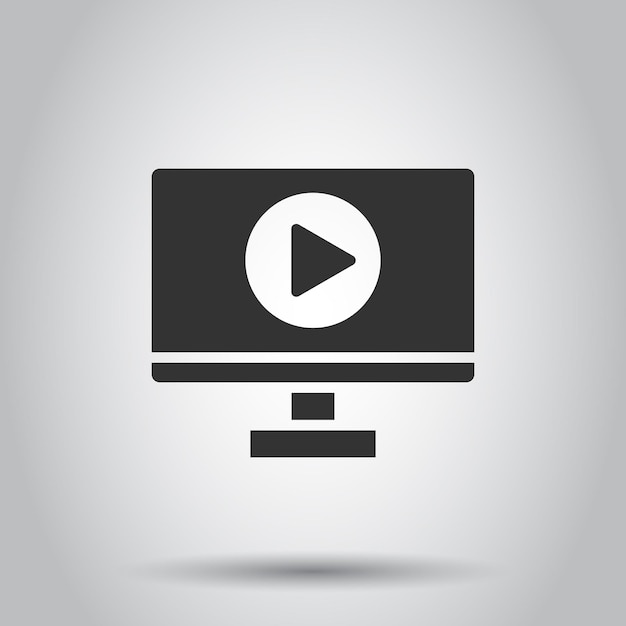 Icono de pantalla de TV en estilo plano Ilustración de vector de vídeo sobre fondo blanco aislado Concepto de negocio de monitor de computadora