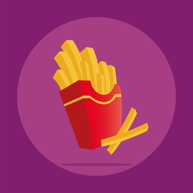 Icono de papas fritas de color aislado Menú de comida rápida Vector