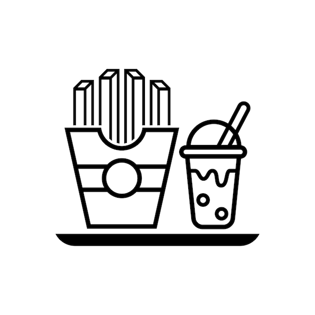 Vector icono de papas fritas y jugo