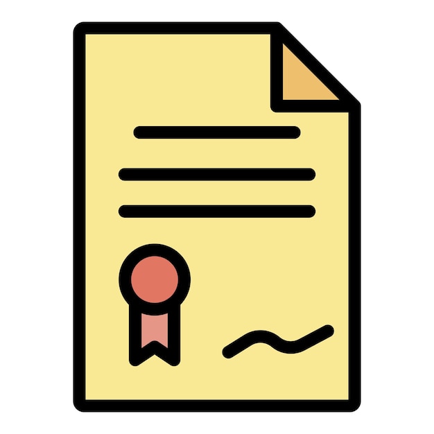 Icono de papel de documento de arrendamiento Contorno de icono de vector de papel de documento de arrendamiento color plano aislado