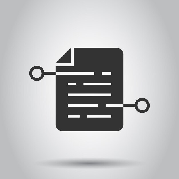 Icono de papel de documento en estilo plano Ilustración de la hoja de términos en fondo blanco Concepto de negocio de análisis de documentos