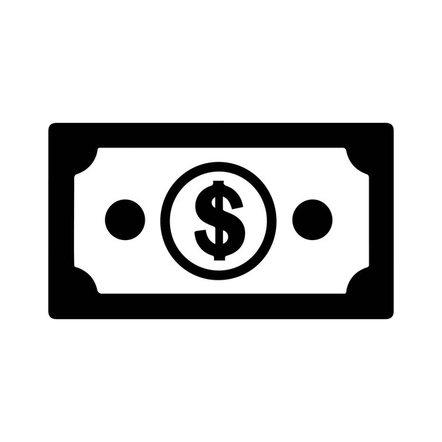 Icono de papel de dólar costo bancario negro diseño de marketing de ganancias