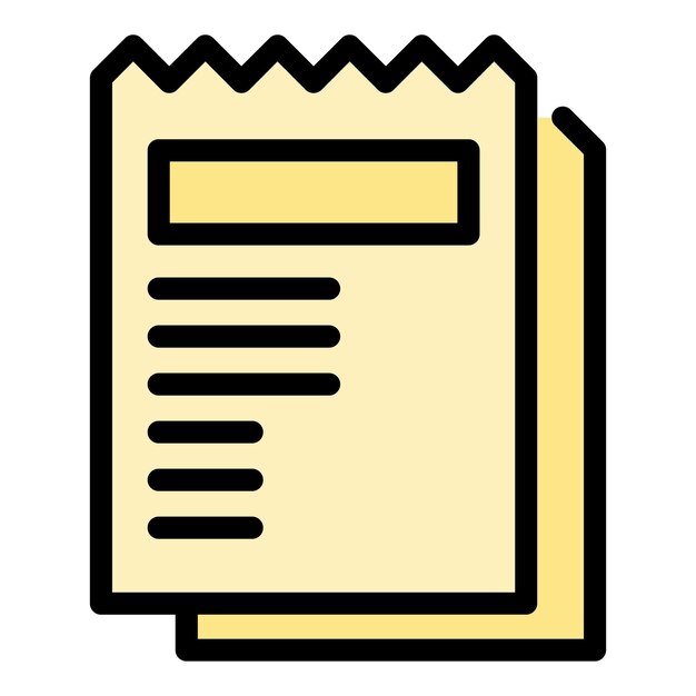 Icono de papel de factura vector de contorno Factura de pago Recibo comercial color plano