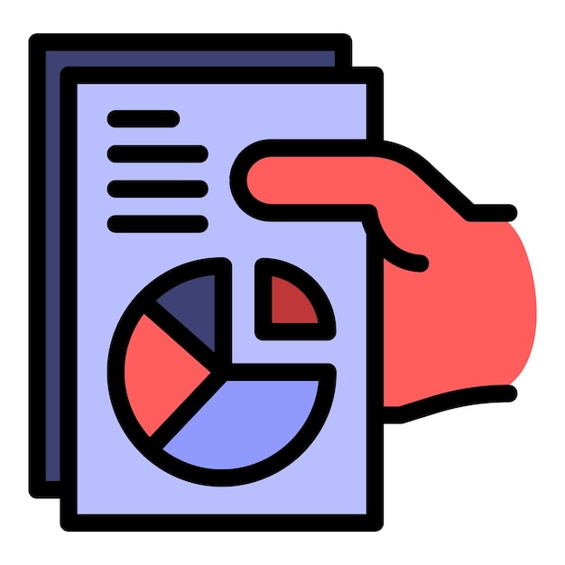 El icono de papel de gráfico de pastel creativo Contorno de gráfico creativo de pastel de papel icono vectorial de color plano aislado