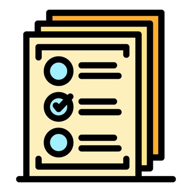 Icono de papel de la lista de comprobación Contorno de papel de checklist icono vectorial de color plano aislado