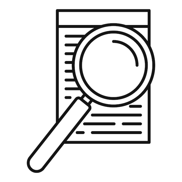 Icono de papel bajo lupa Icono de vector de papel bajo lupa para diseño web aislado sobre fondo blanco