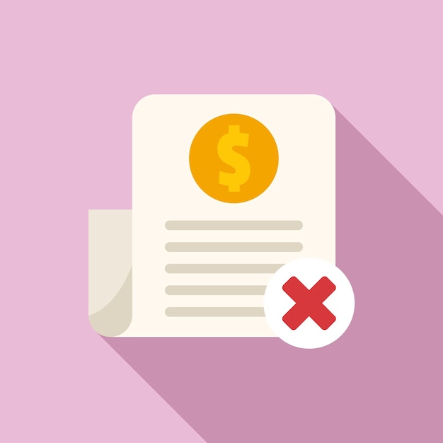 Icono de papel de pago vector plano Error de tarjeta Dinero de crédito
